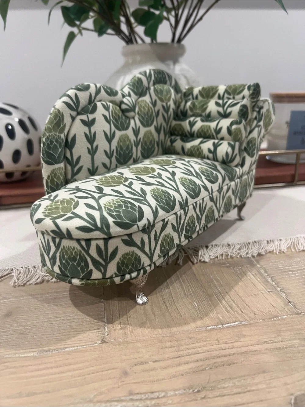 NWOT Floral Mini Chaise Lounge Jewelry Box Organizer